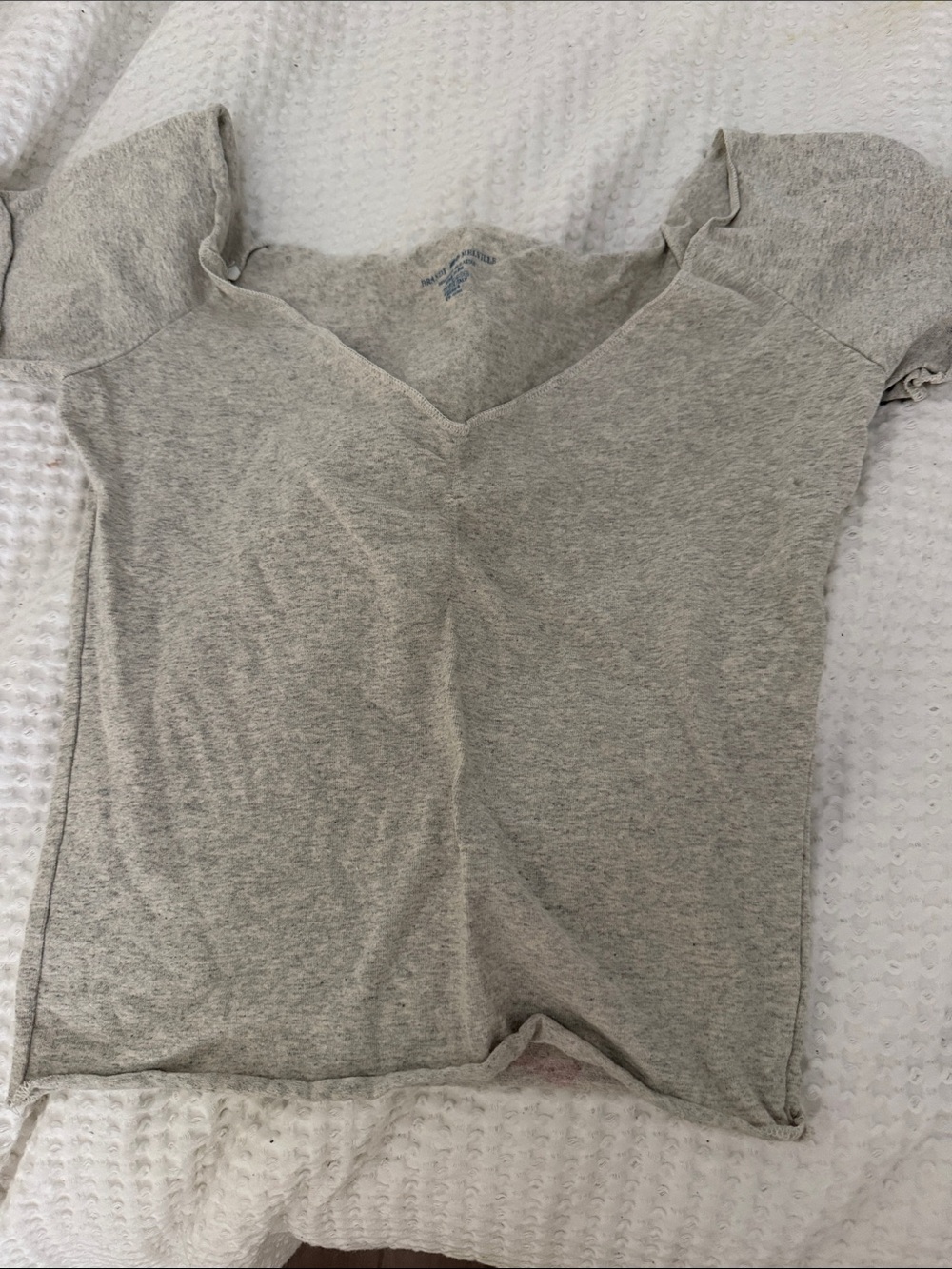 Brandy Melville Light Gray V-Neck Short Sleeve Tee